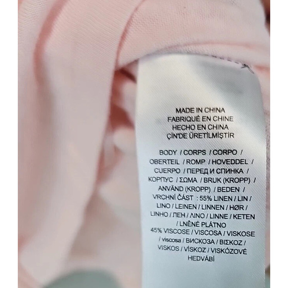 Lauren Ralph Lauren Ruffled Flutter-Sleeve Peplum Top Womens Size L Pink Linen - Picture 8 of 10